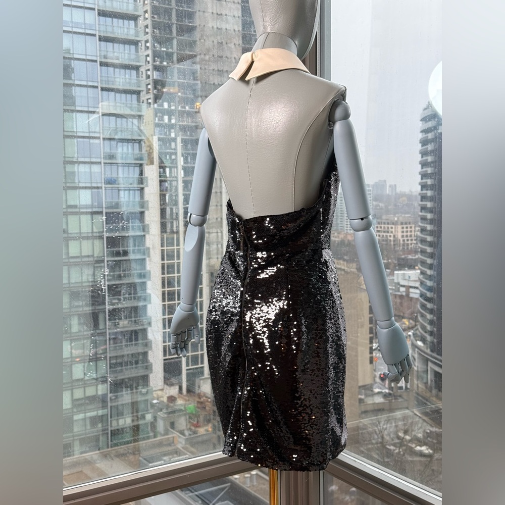 🆕 BRONX & BANCO 🧿 NWOT Wednesday Black Sequin Halterneck Mini Dress Sz M US 6 - Picture 9 of 16